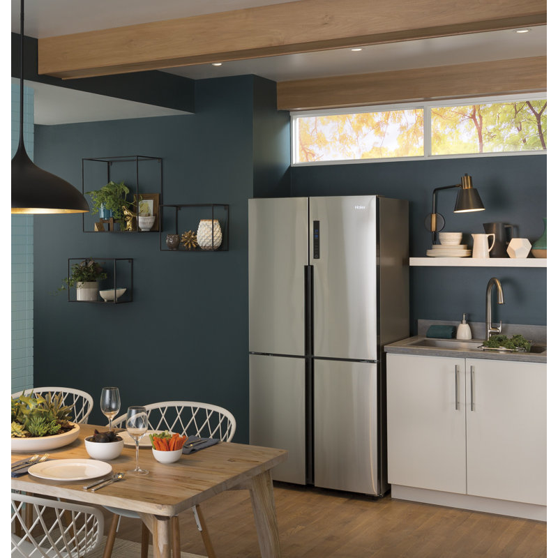 Haier 33" 16.4 Cubic Feet Energy Star SmudgeResistant Builtin Bottom Freezer Refrigerator